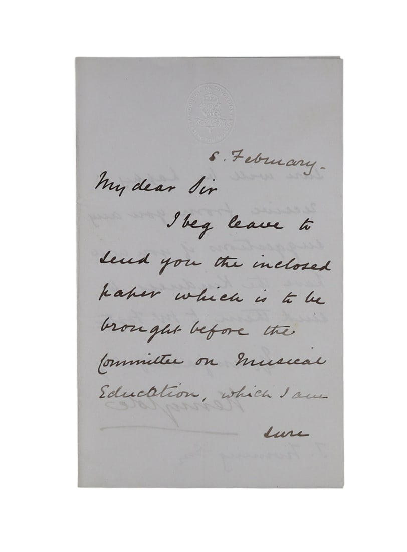 Sir Henry Cole Autograph Letter Signed on the Committee for Musical Education (1 of 2)