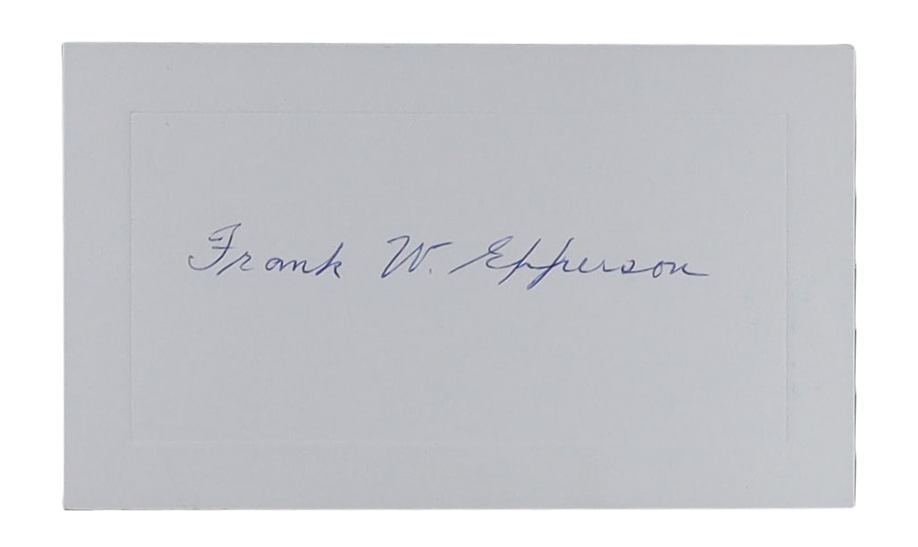 Frank W. Epperson Signed Card: The Inventor of the Popsicle: Frank W. Epperson (1894-1983), American inventor who accidentally created the frozen ice pop as an eleven year old boy in 1905 when he left a cup of powdered soda mix and water with a stirring stick o