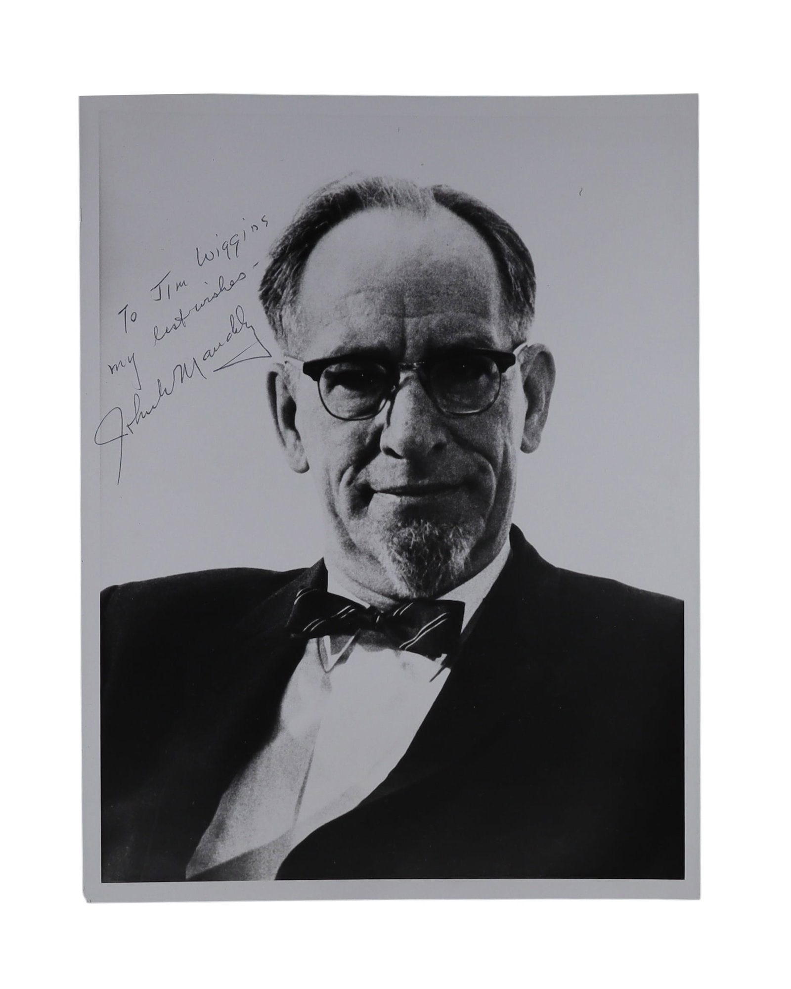 John W. Mauchly Signed Photo Inscribed to Jim Wiggins Co Designer of ENIAC (1 of 1)