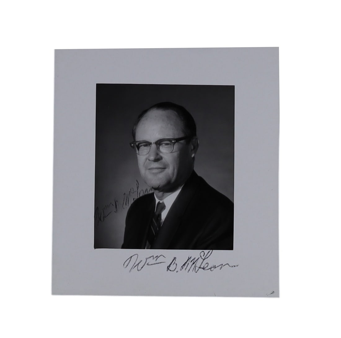 William B. McLean Signed Portrait Photograph Inventor of the Sidewinder Missile: William B. McLean Signed Portrait, Inventor of the Sidewinder Missile, the Most Successful Air to Air Weapon in History William Burdette McLean (1914-1976), the Navy physicist at China Lake Naval Air 