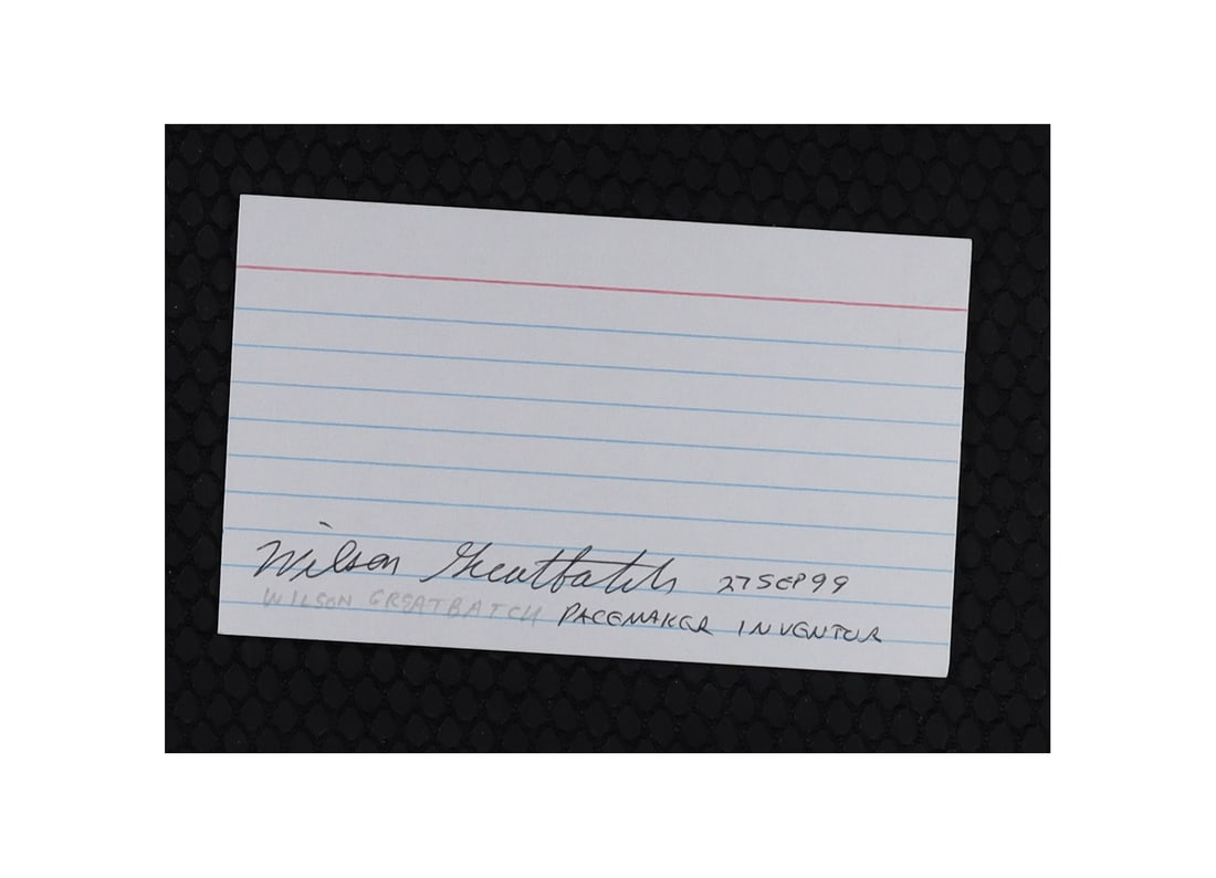 Wilson Greatbatch Signed Card, 1999 Inventor of the Implantable Cardiac Pacemaker (1 of 1)