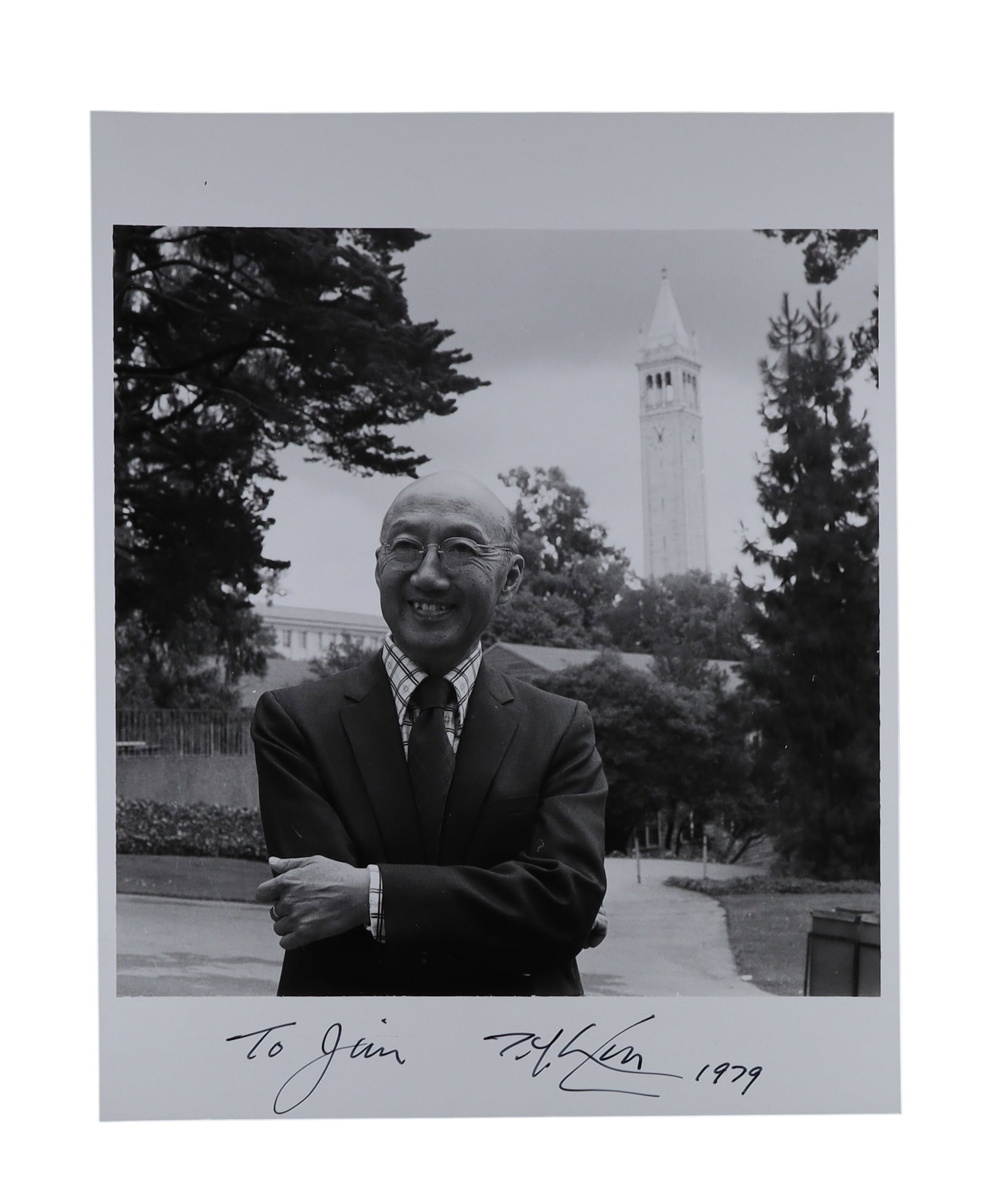 T.Y. Lin Signed and Inscribed Photograph at UC Berkeley, 1979: Father of Prestressed Concrete: T.Y. Lin Signed and Inscribed at UC Berkeley, 1979: Father of Prestressed Concrete. Tung Yen Lin (1912-2003), Chinese born American structural engineer who pioneered the use of prestressed concrete, a