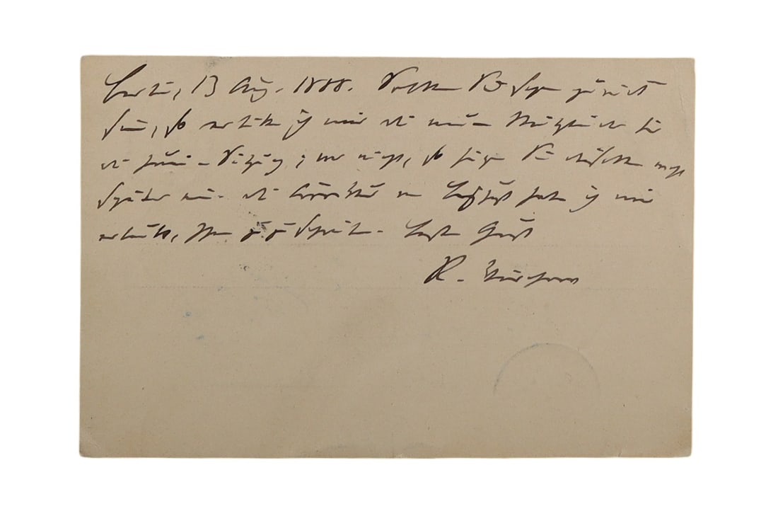 RUDOLF VIRCHOW AUTOGRAPH NOTE SIGNED, LUND, AUGUST 13, 1885 FATHER OF CELLULAR PATHOLOGY (1 of 1)