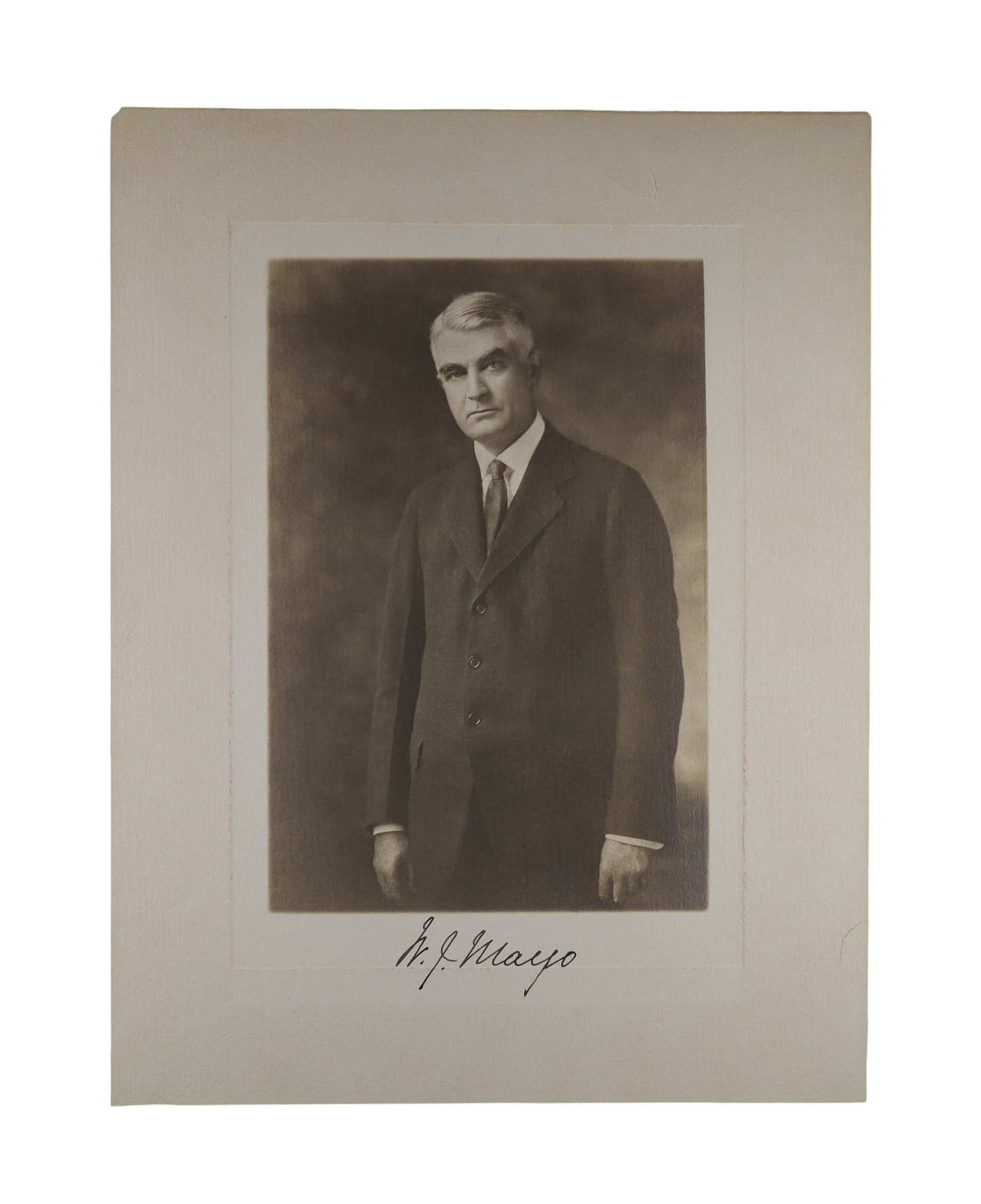 William J. Mayo Signed Large Mounted Photograph: Co Founder of the Mayo Clinic: William J. Mayo Signed Large Mounted: Co Founder of the Mayo Clinic William James Mayo (1861-1939), who with his brother Charles built the Mayo Clinic into the world's preeminent medical institution, 