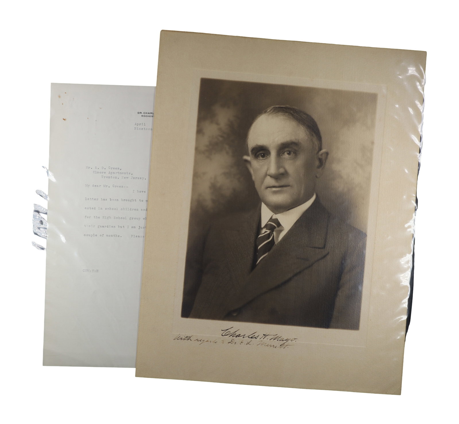 Charles H. Mayo Signed Large Photograph and Typed Letter Signed, 1925: Co Founder of the Mayo Clinic (1 of 3)