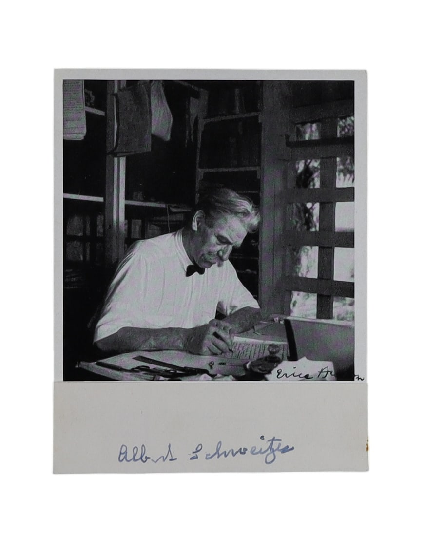 Albert Schweitzer Signed Photograph: Nobel Laureate Physician and Humanitarian at Work in His Study (1 of 1)