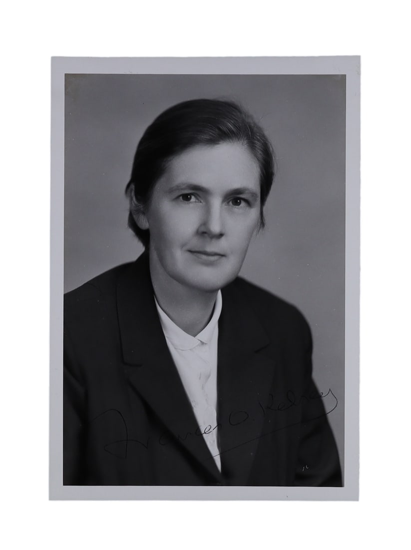 Frances O. Kelsey Signed Photograph: The FDA Pharmacologist Who Blocked Thalidomide and Saved: Frances O. Kelsey Signed: The FDA Pharmacologist Who Blocked Thalidomide and Saved Thousands of Lives. Frances Oldham Kelsey (1914-2015), the Canadian American pharmacologist and FDA reviewer whose re