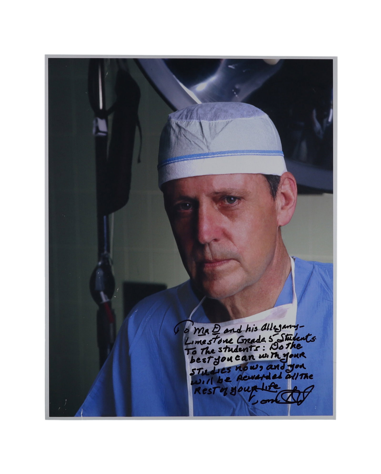 Thomas Starzl Signed Photograph Father of Modern Transplantation Surgery: Father of Modern Transplantation Surgery Thomas E. Starzl, M.D. (1926-2017), the surgeon surgery, signed this formal B&W portrait in blue ink: "Thomas Starzl. " The back of the print carries his name 