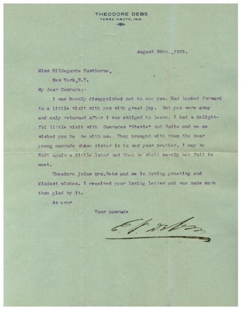 EUGENE V. DEBS SIGNED TLS TO “COMRADE” (1 of 1)