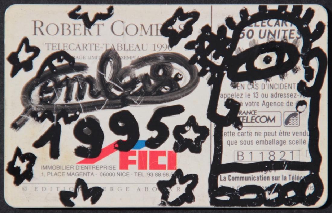 Robert COMBAS: Robert COMBAS (1957)Visage de profil - 1995Encre sur pvc (carte téléphonique France Telecom 1990)Signé et daté 5,5 x 8,5 cm