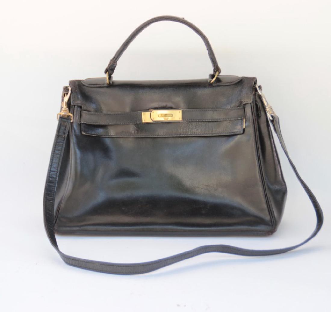 HERMES  Sac modèle Kelly 32 cm en box noir, garniture (1 of 1)