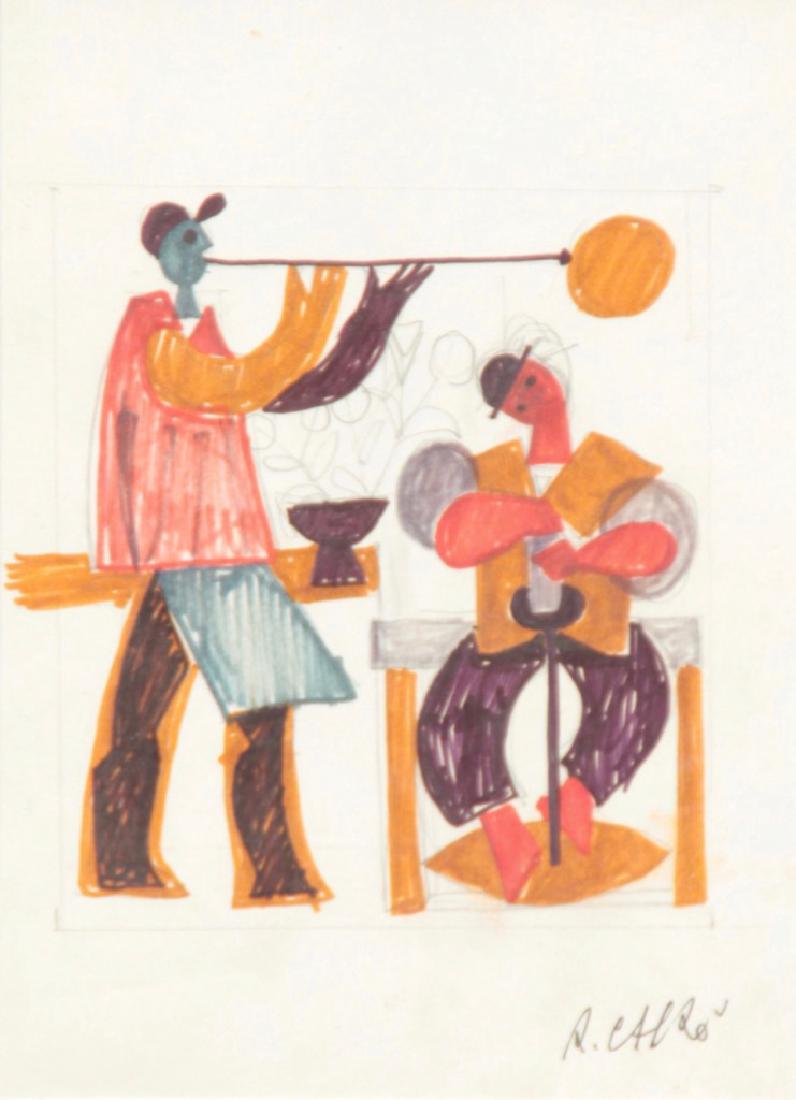 Roger CAPRON (1922-2006) Les souffleurs de verre Encre: Roger CAPRON (1922-2006) Les souffleurs de verre Encre et feutre sur papier. Signé en bas à droite 21,5 x 15,5 cm