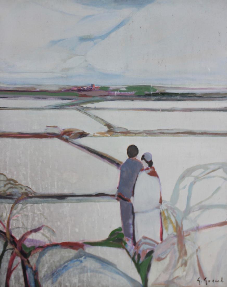 Gabriel GODARD (1933) Les marais salants Huile sur: Gabriel GODARD (1933) Les marais salants Huile sur toile. Signé en bas à droite 100 x 81 cm (tâches)