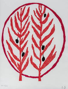 Louise BOURGEOIS (1911-2010) Rameaux d'olivier - 2004: Louise BOURGEOIS (1911-2010) Rameaux d'olivier - 2004 Lithographie sur papier .Signée des initiales au crayon sur le cachet à sec de Louise Bourgeois en bas à droite Numérotée 5/22 et justifié E