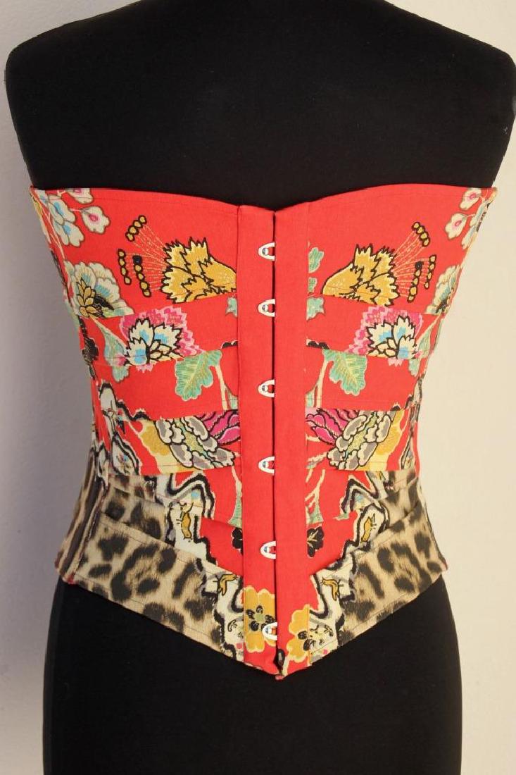 Roberto CAVALLI Bustier en coton imprimé panthère et: Roberto CAVALLI Bustier en coton imprimé panthère et fleurs Taille S