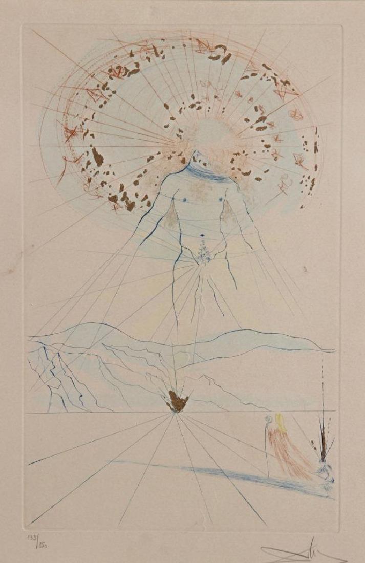 Salvador DALI (1904-1989) L'homme céleste Lithographie: Salvador DALI (1904-1989) L'homme céleste Lithographie en couleurs sur papier. Signé en bas à droite. Numéroté 139/250 en bas à gauche. 45,5 x 31 cm