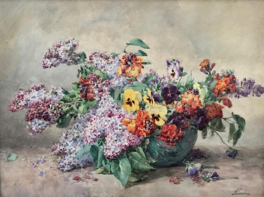 Auguste RIVOIRE (1878-?) Bouquet de fleurs  Aquarelle (1 of 1)