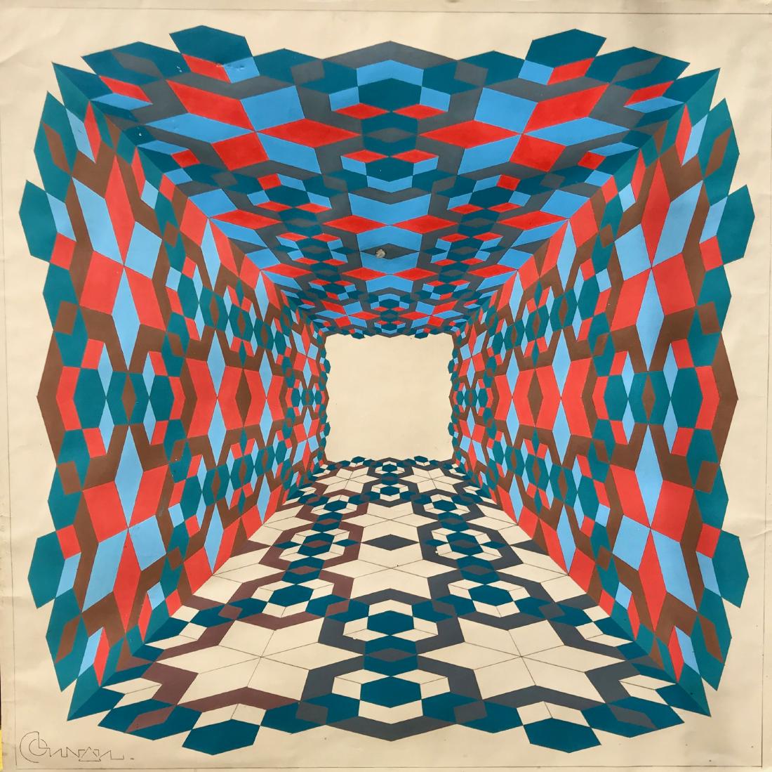 Georges CONNAN (1912-1987) Composition cinétique: Georges CONNAN (1912-1987) Composition cinétique Gouache sur papier. Signé en bas à gauche 97 x 97 cm