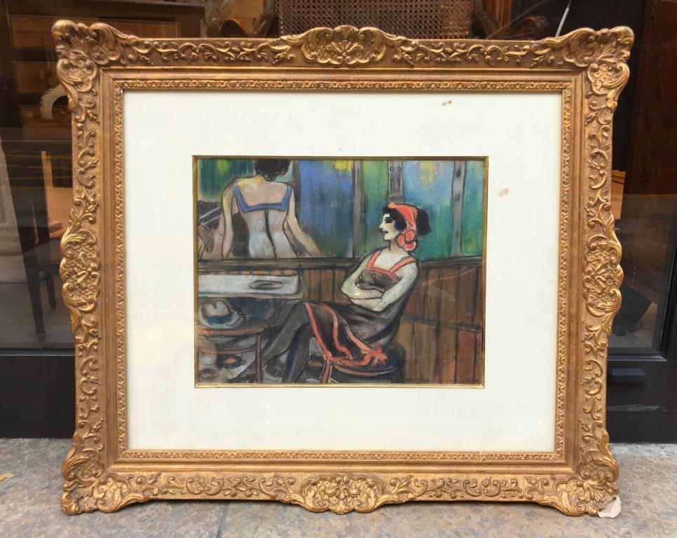 Louis Mathieu VERDILHAN (1875-1928) Le bordel Pastel.: Louis Mathieu VERDILHAN (1875-1928) Le bordel Pastel. Signé en bas à droite 26 x 33 cm