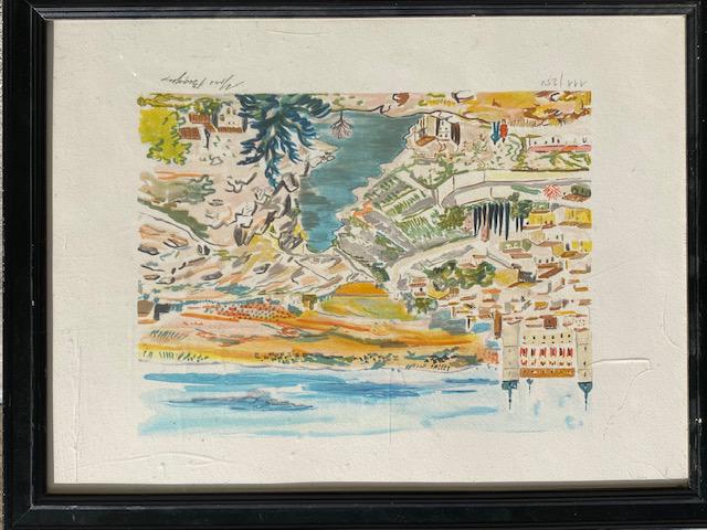 Yves BRAYER (1907-1990) Vue de village dans une vallée: Yves BRAYER (1907-1990) Vue de village dans une vallée Lithographie en couleurs sur papier. Signé et bas à droite et numéroté 111/250 en bas à gauche 33 x 44 cm
