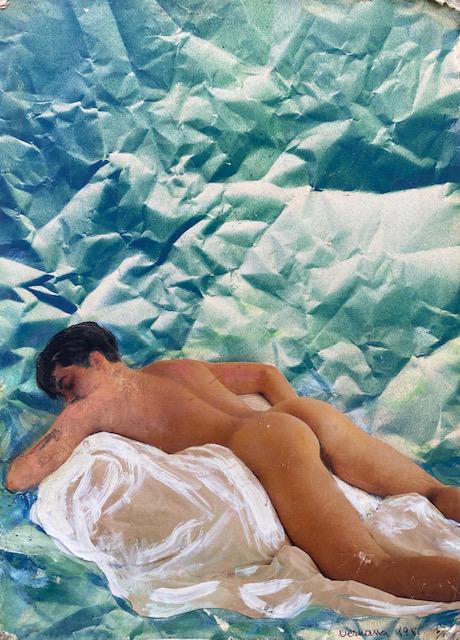 Edmond VERNASSA (1926) Sans titre - 1981 Technique: Edmond VERNASSA (1926) Sans titre - 1981 Technique mixte, aérosol sur papier marouflé sur isorel. Signé et daté BD 59 x 57 cm