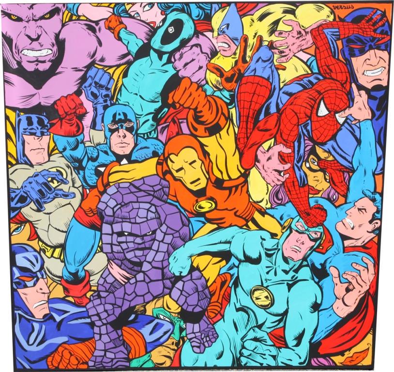 VERSUS (né en 1963) Superheros Acrylique sur toile. (1 of 1)