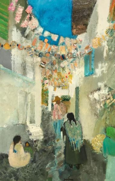 Guy BARDONE (1927-2015) Ruelle animée Huile sur toile: Guy BARDONE (1927-2015) Ruelle animée Huile sur toile Signé en bas vers la droite 91 x 59 cm