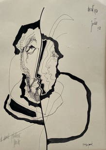 Raymond MORETTI (1931-2005) Judas Encre de Chine.: Raymond MORETTI (1931-2005) Judas Encre de Chine. Signé en haut à droite, " Cris du monde" en bas à droite 64 x 47 cm (léger manque au papier)