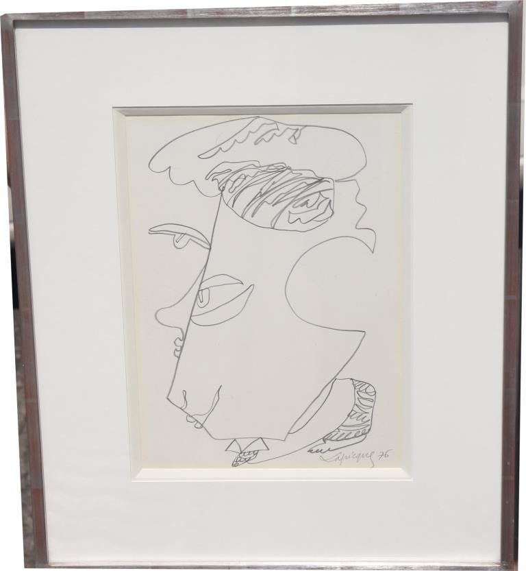 Charles LAPICQUE (1898 - 1988) Portrait imaginaire -: Charles LAPICQUE (1898 - 1988) Portrait imaginaire - 1976 Dessin à la mine de plomb sur papier Signé et daté en bas à droite 28,5 x 20 cm