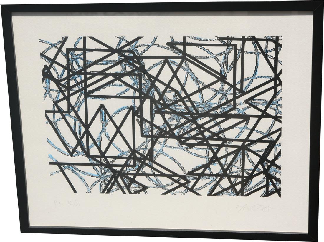 Francois MORELLET (1926 - 2016) Composition Sé: Francois MORELLET (1926 - 2016) Composition Sérigraphie sur papier velin d'Arches. Numéroté 22/30 en bas à gauche Signé en bas à droite 40 x 50 cm