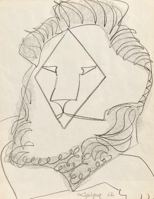 Charles LAPICQUE (1898-1988) Le Lion Amoureux, 1962: Charles LAPICQUE (1898-1988) Le Lion Amoureux, 1962 Fusain sur papier Signé et daté en bas 47 x 37 cm