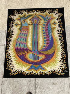 Michèle RAY (1933) Le coq Tapisserie mé: Michèle RAY (1933) Le coq Tapisserie mécanique Signé en bas à droite 120 x 100 cm