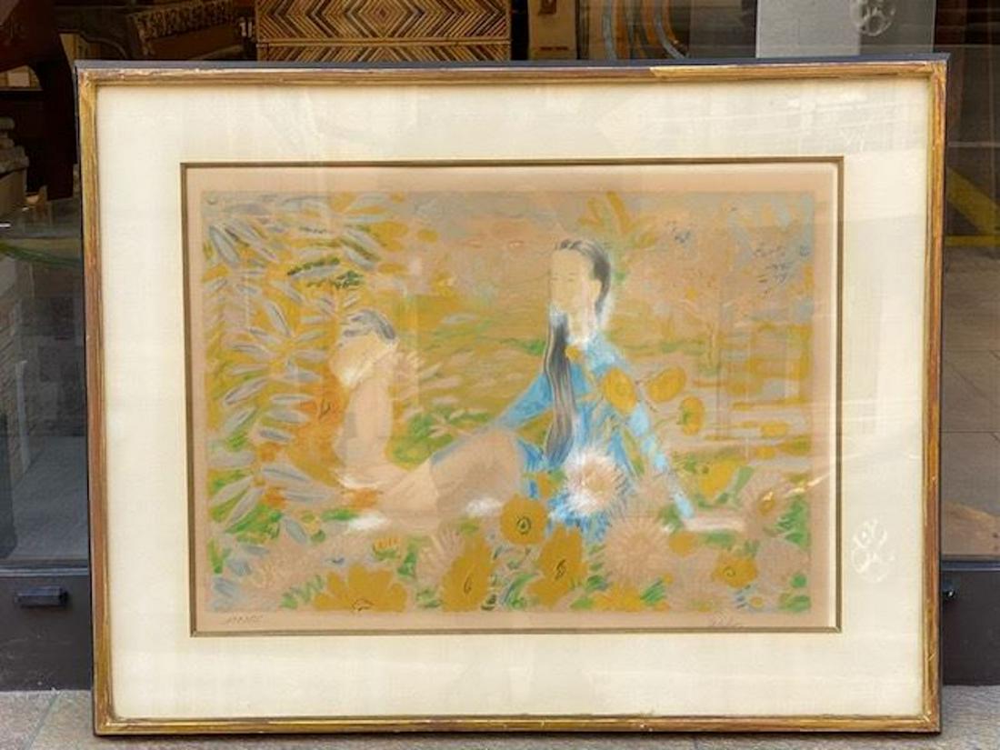 LE PHO (1907-2001) Portrait de Geisha Lithographie en (1 of 2)