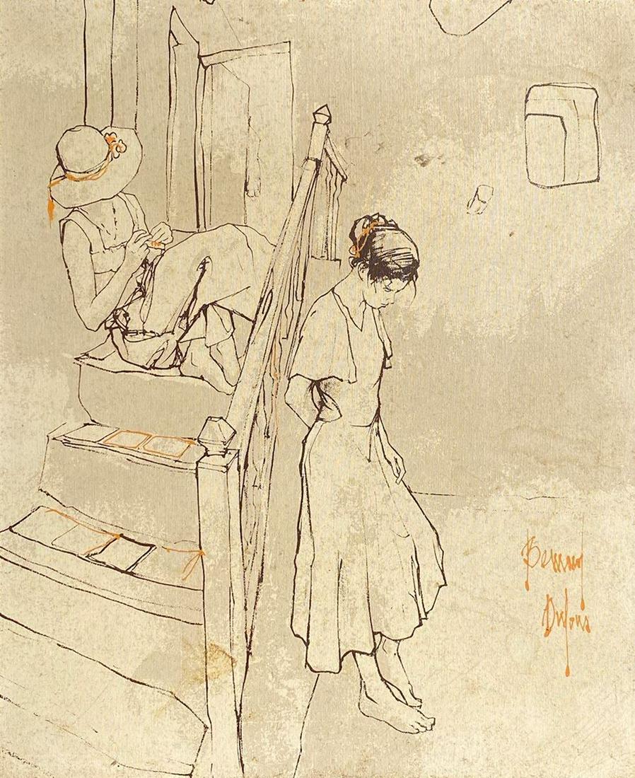 Bernard DUFOUR (1922-2016) Deux femmes dans une maison (1 of 1)