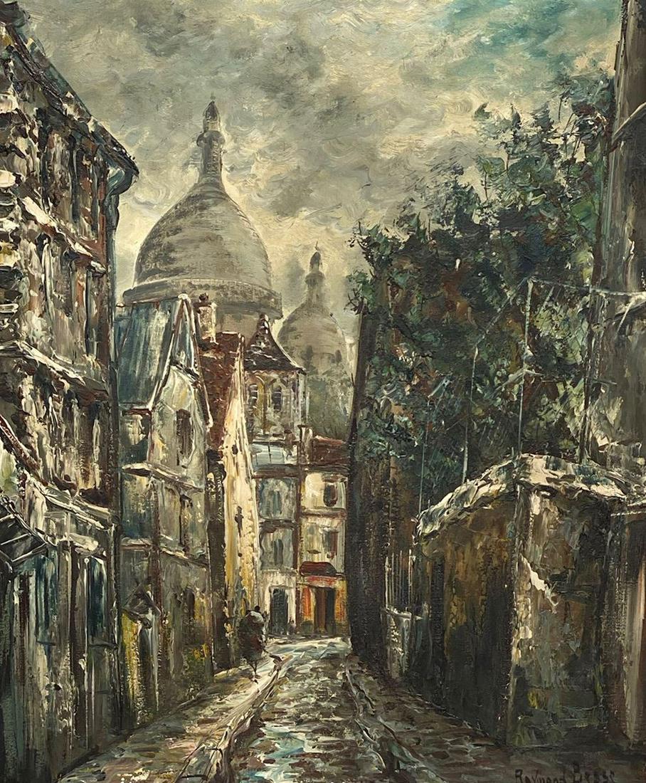 Raymond BESSE (1899-1969) Rue Saint Rustique - Vieux: Raymond BESSE (1899-1969) Rue Saint Rustique - Vieux Montmartre Huile sur toile. Signé en bas à droite et titré au dos 59,5 x 50,5 cm