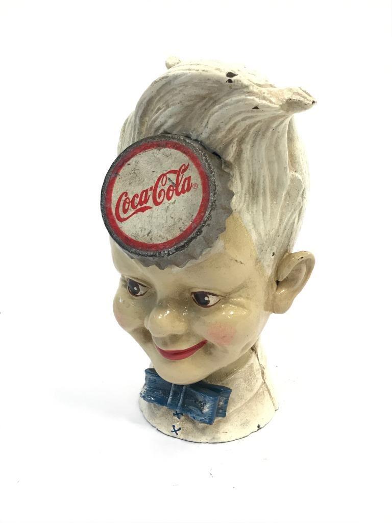 Tirelire COCA-COLA en fonte de fer polychrome  H : 20 (1 of 1)