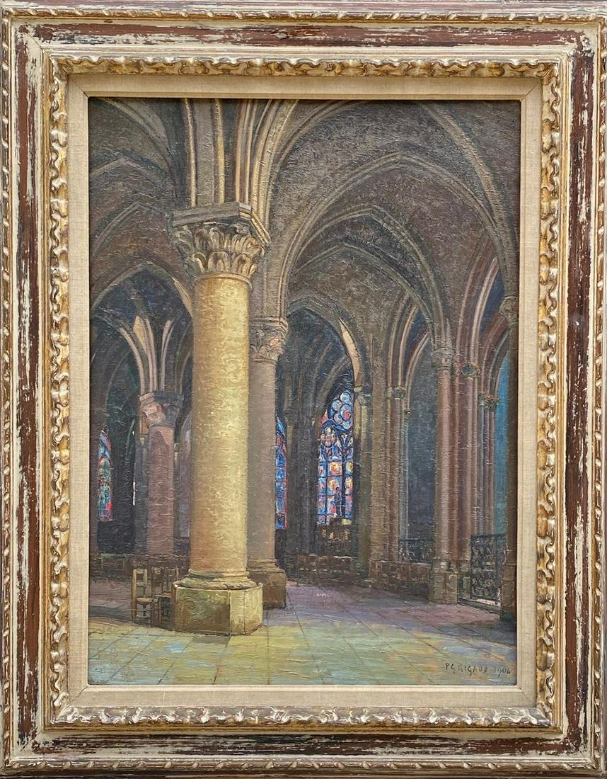 Pierre Gaston RIGAUD (1874-1939)Déambulatoire sud: Pierre Gaston RIGAUD (1874-1939)Déambulatoire sud de Notre Dame de ParisHuile sur toile. Signé en bas à droite73 x 52 cm
