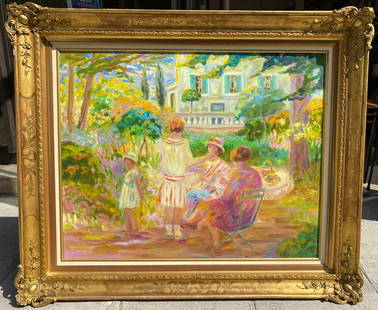 Elyane ADDARI (1936)Réunion au jardinHuile sur: Elyane ADDARI (1936)Réunion au jardinHuile sur toile. Signé en bas à droite80 x 100 cm