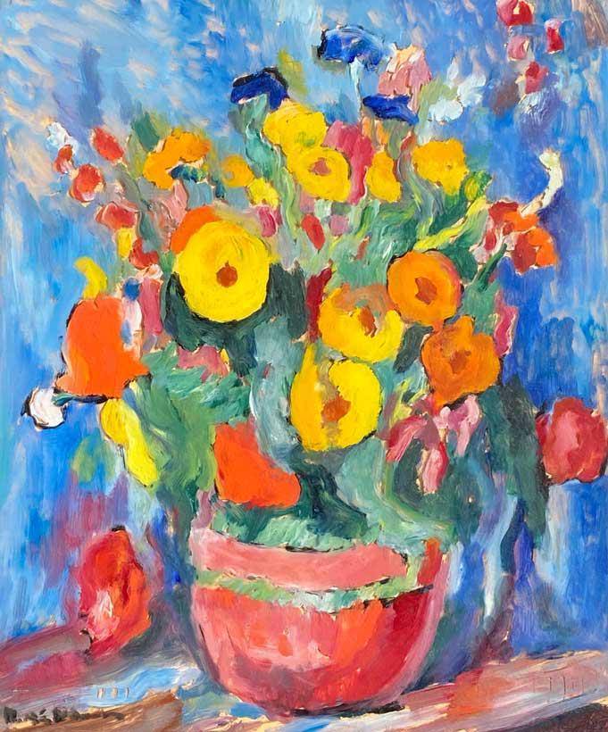 René DANAOS (XX) Fleurs du jardin Peinture sous (1 of 1)