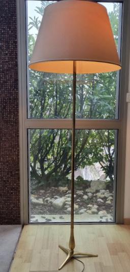 Riccardo SCARPA (1905-1999) Grand lampadaire en bronze doré à abat-jour tambour en papier (1 of 4)