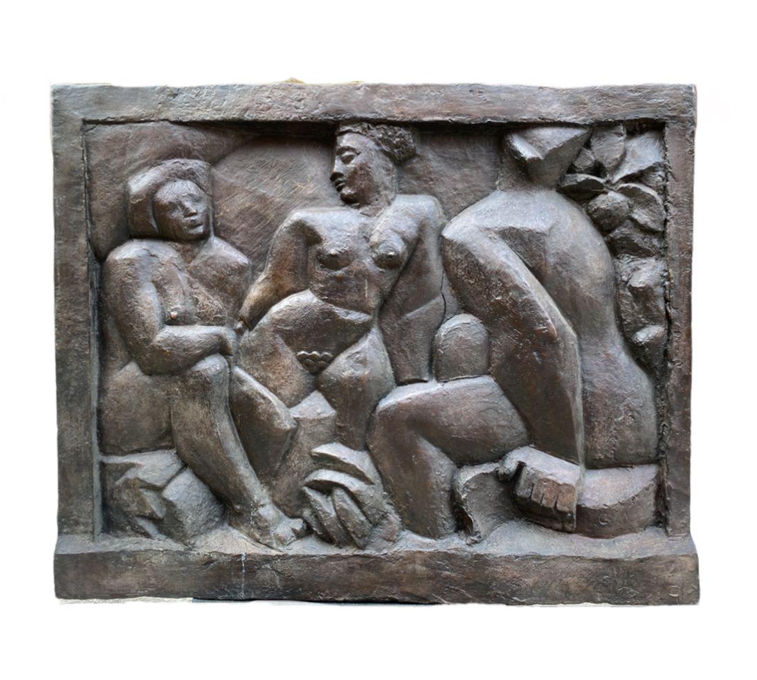 Pablo CURATELLA MANES (1891-1962), d'après Adam et Eve  Bas-relief en bronze à patine (1 of 4)