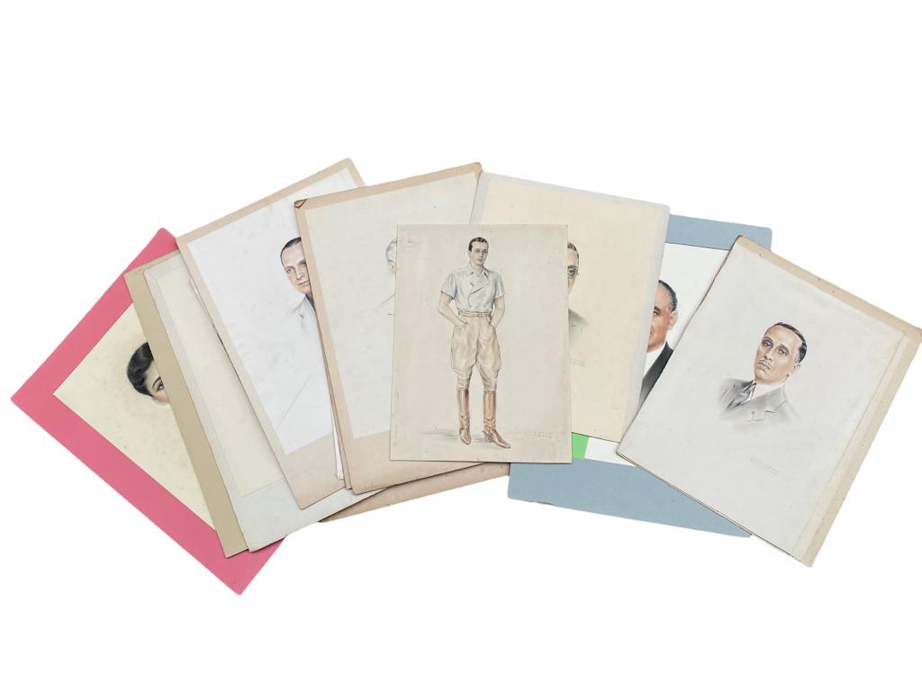 Christos SIMATO (XX) Portraits masculins Lot de 15 aquarelles sur papier 40 x 30 cm environs (1 of 4)