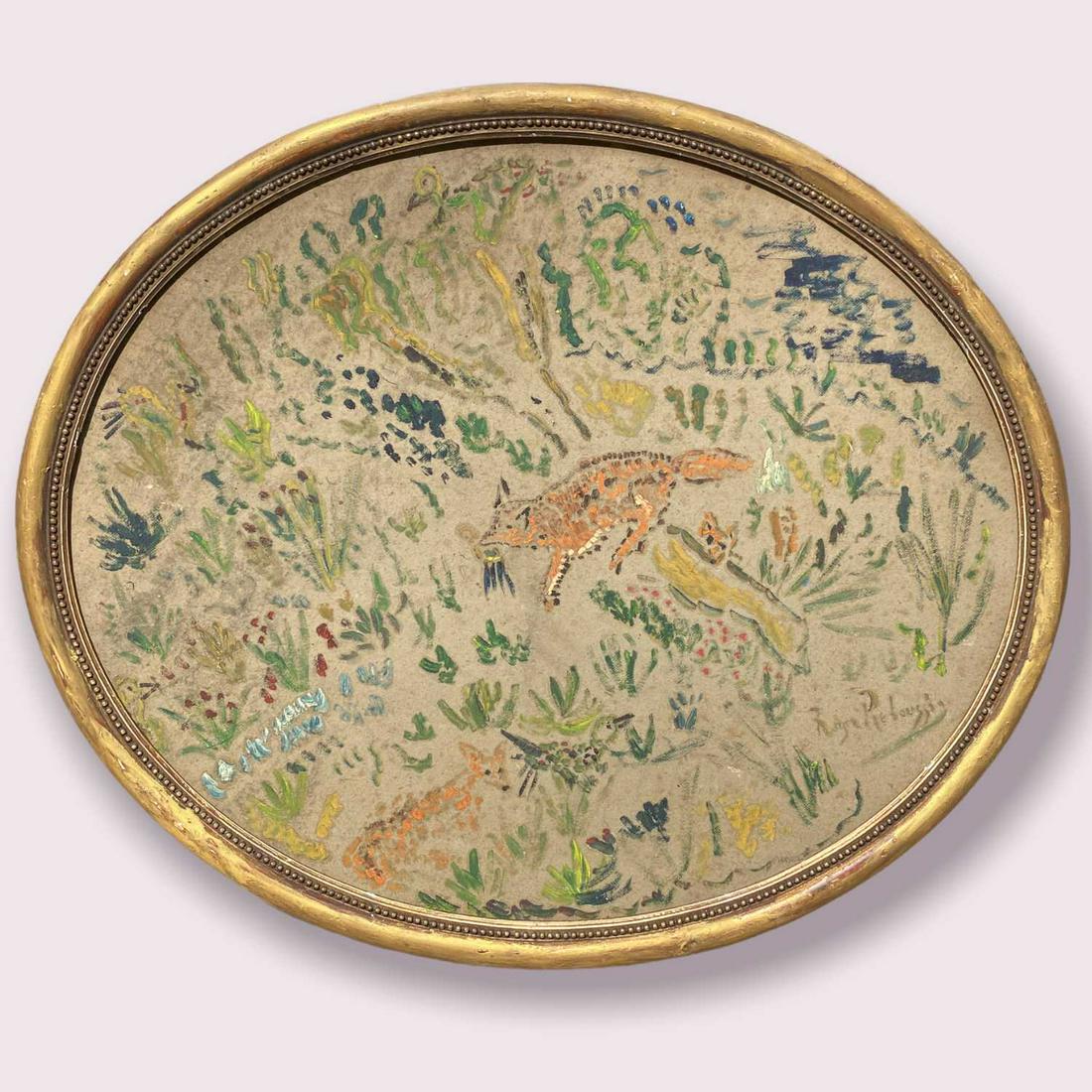 Roger André Fernand REBOUSSIN (1881-1965) Renard Huile sur carton. Signé en bas à: Roger André Fernand REBOUSSIN (1881-1965) Renard Huile sur carton. Signé en bas à droite 45 x 53 cm