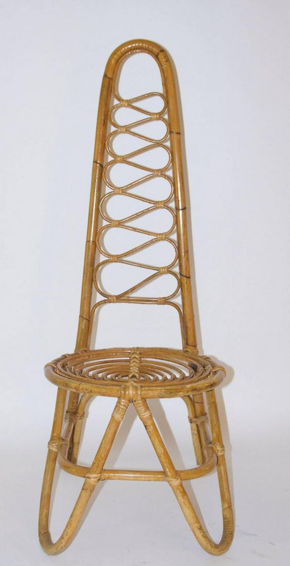 AUDOUX-MINET - 2 CHAISES EN BAMBOU: AUDOUX-MINET (XX) Paire de chaises en bambou - Vers 1950 Plaque de l'éditeur 42 x 53 x 111 cm * Vendu sur désignation