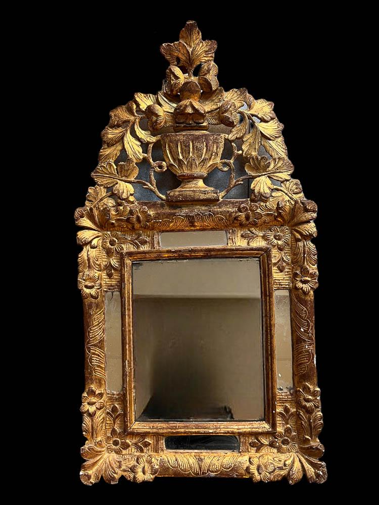 Ã‰POQUE LOUIS XV - MIROIR Ã€ DÃ‰COR DE POT FLEURI (1 of 1)