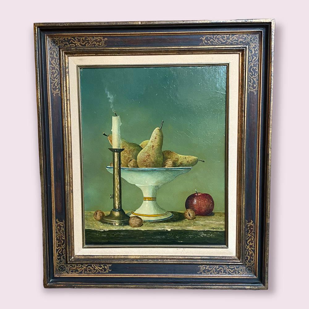 BESZIE - NATURE MORTE AUX PORES: Michel BESZIE (1940)Nature morte aux poiresHuile sur isorel. SignÃ© en bas Ã droite41 x 33 cm
