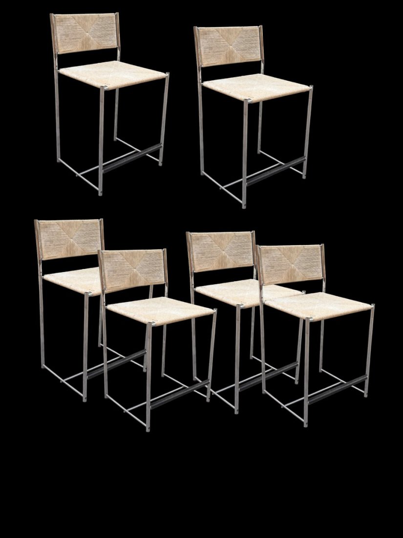 6 CHAISES DE BAR: Suite de 6 chaises de bar