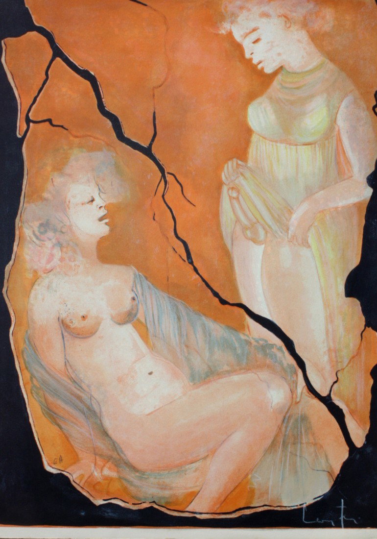 Léonor FINI (1908-1996) Scène érotique. Lithograph: Léonor FINI (1908-1996) Scène érotique. Lithographie en couleurs sur papier. Signé en bas à droite et justifié EA en bas à gauche. 45 x 32 cm