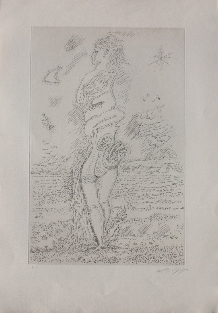 André MASSON (1896-1987) Vénus. Gravure en noir su: André MASSON (1896-1987) Vénus. Gravure en noir sur papier. Signé en bas à droite et justifié EA en bas à gauche. 66 x 46,9 cm