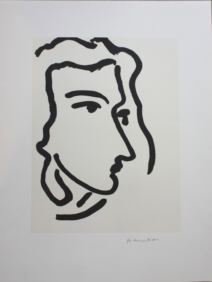Henri MATISSE (1869-1954) Nadia regardant à droite: Henri MATISSE (1869-1954) Nadia regardant à droite, 1948. Lithographie en noir sur papier. Signé en bas à droite (planche). Copyright « succession Henri Matisse, 1994 » au dos. 58 x 45 cm